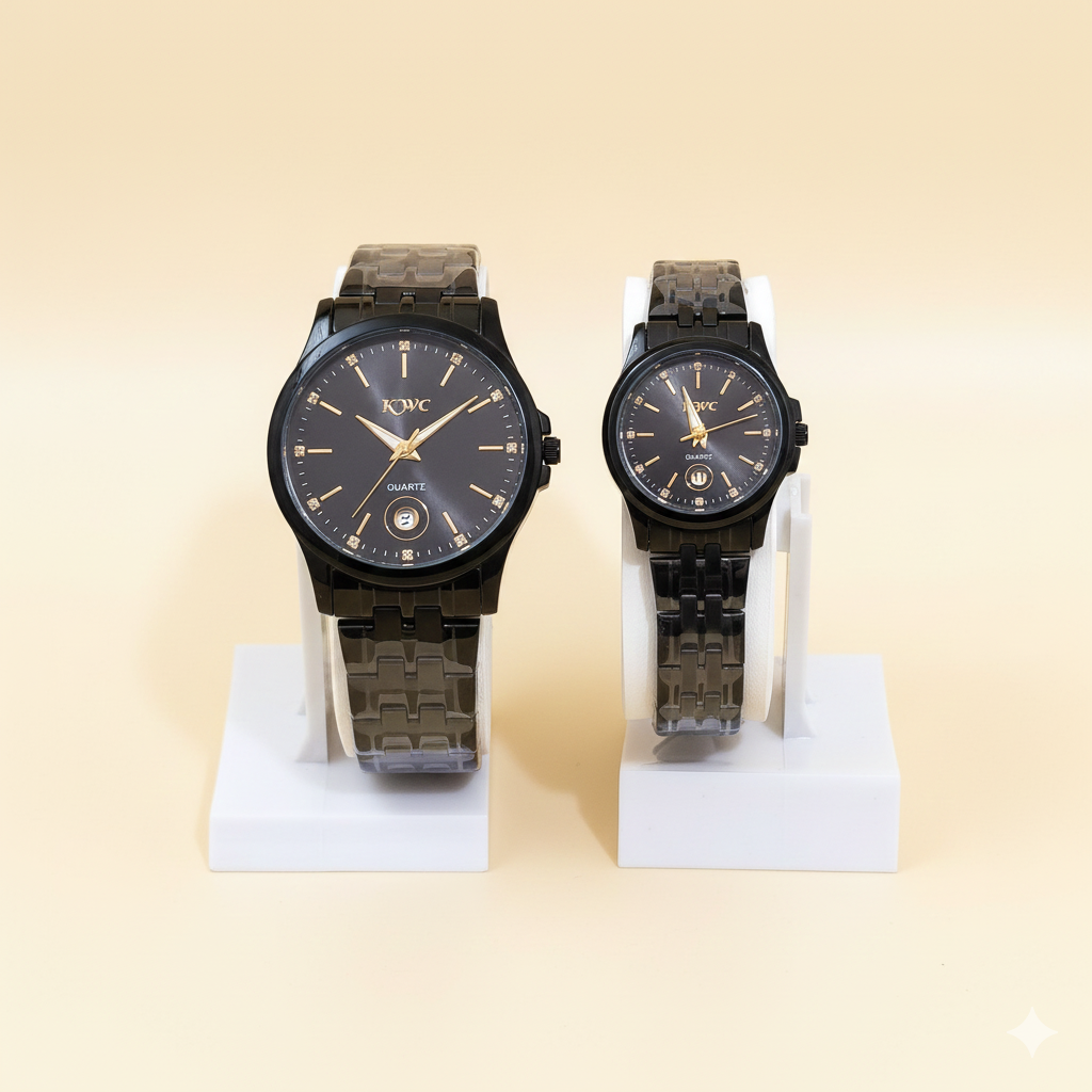 Couple Watch Black & Gold - His & Hers
