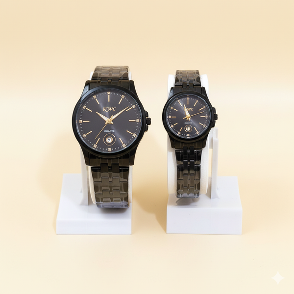 Couple Watch Black & Gold - His & Hers