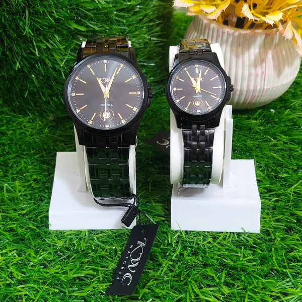 Couple Watch Black & Gold - His & Hers